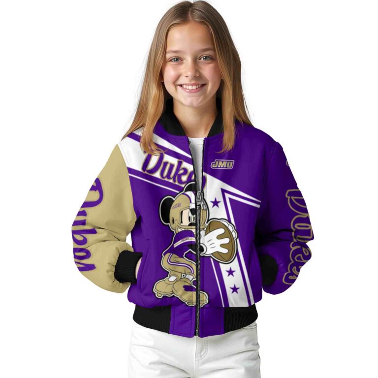 customized james madison dukes mickey football purple white jacket top rated