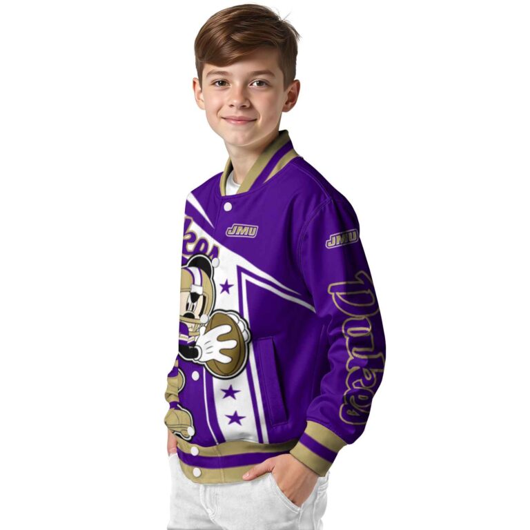 customized james madison dukes mickey football purple white jacket trendy