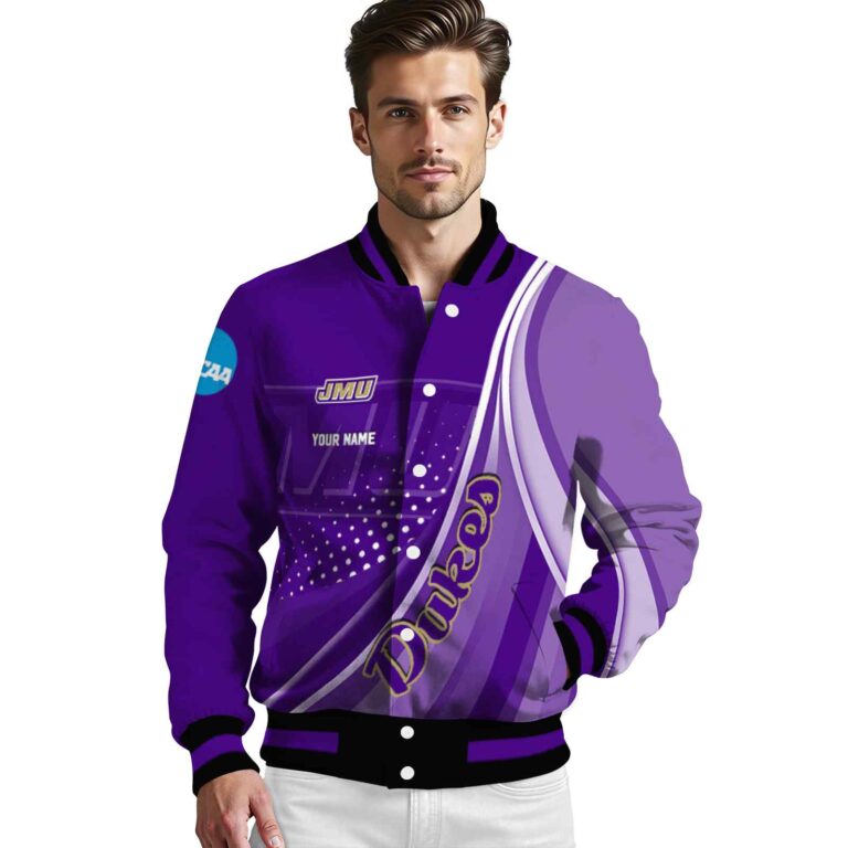 customized james madison dukes wave patterns purple jacket high quality
