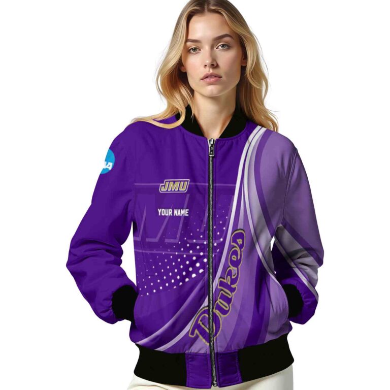 customized james madison dukes wave patterns purple jacket latest model