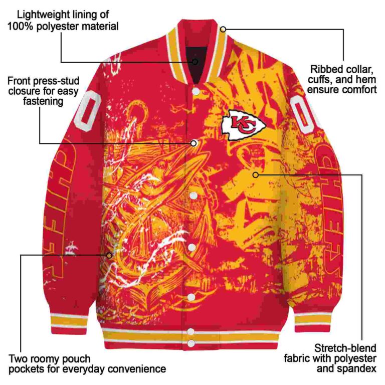 customized kansas city chiefs fishing art red jacket new arrival