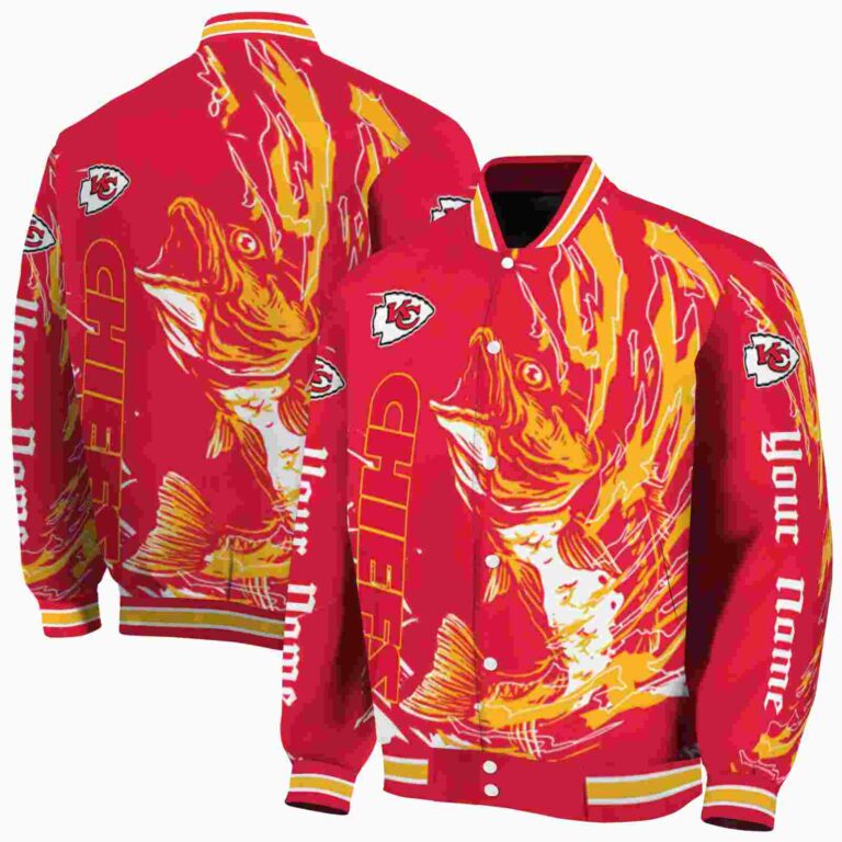 customized kansas city chiefs fishing passion red white jacket fashion forward