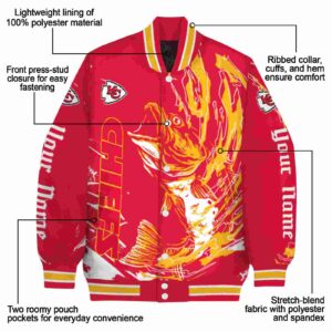 customized kansas city chiefs fishing passion red white jacket new arrival