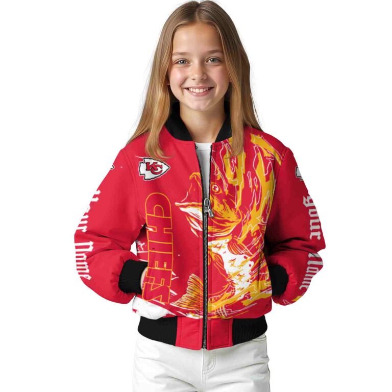 customized kansas city chiefs fishing passion red white jacket top rated