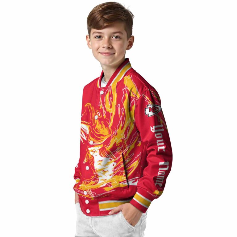customized kansas city chiefs fishing passion red white jacket trendy
