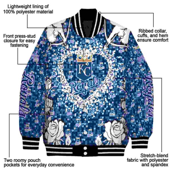 customized kansas city royals heart explosion royal blue jacket new arrival