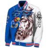 customized kansas jayhawks jesus tears blue white jacket best selling