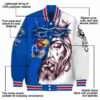 customized kansas jayhawks jesus tears blue white jacket new arrival