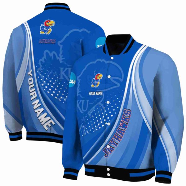 customized kansas jayhawks wave patterns blue jacket fashion forward