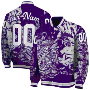 customized kansas state wildcats fishing art purple jacket fashion forward