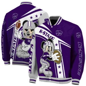customized kansas state wildcats mickey football purple white jacket fashion forward