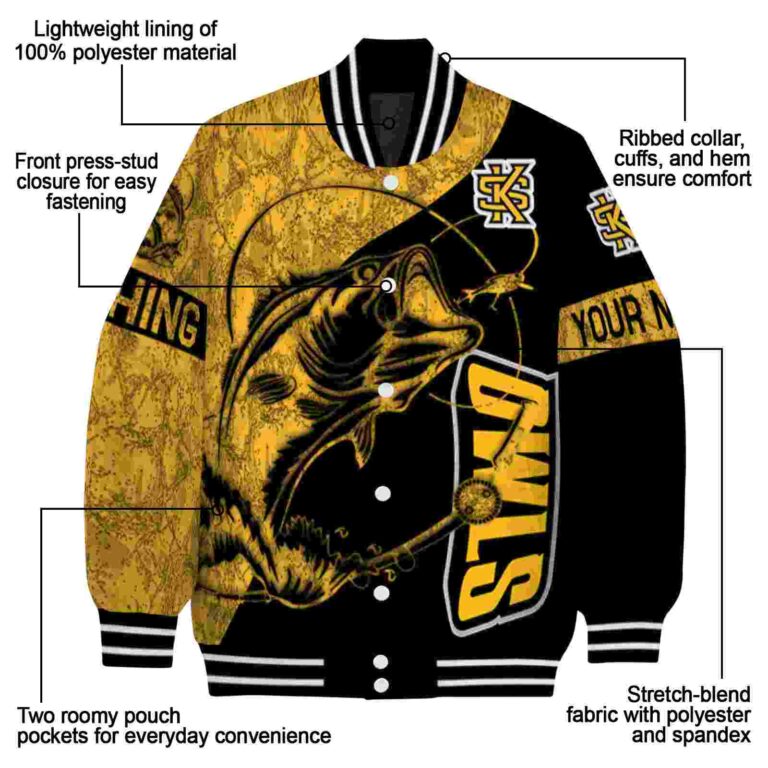 customized kennesaw state owls fishing rod black jacket new arrival