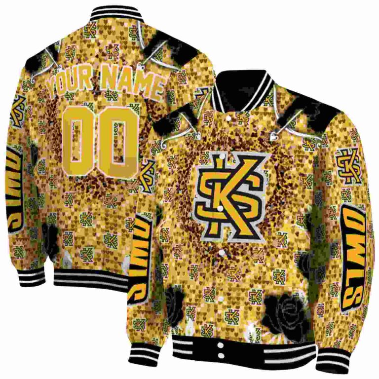 customized kennesaw state owls heart explosion gold jacket fashion forward