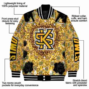 customized kennesaw state owls heart explosion gold jacket new arrival