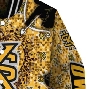 customized kennesaw state owls heart explosion gold jacket premium grade