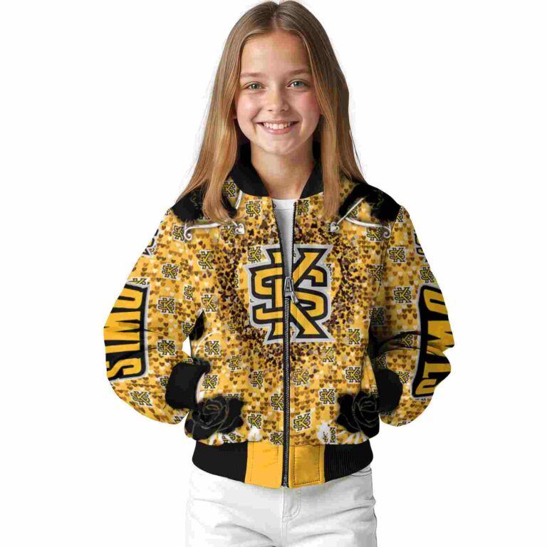 customized kennesaw state owls heart explosion gold jacket top rated