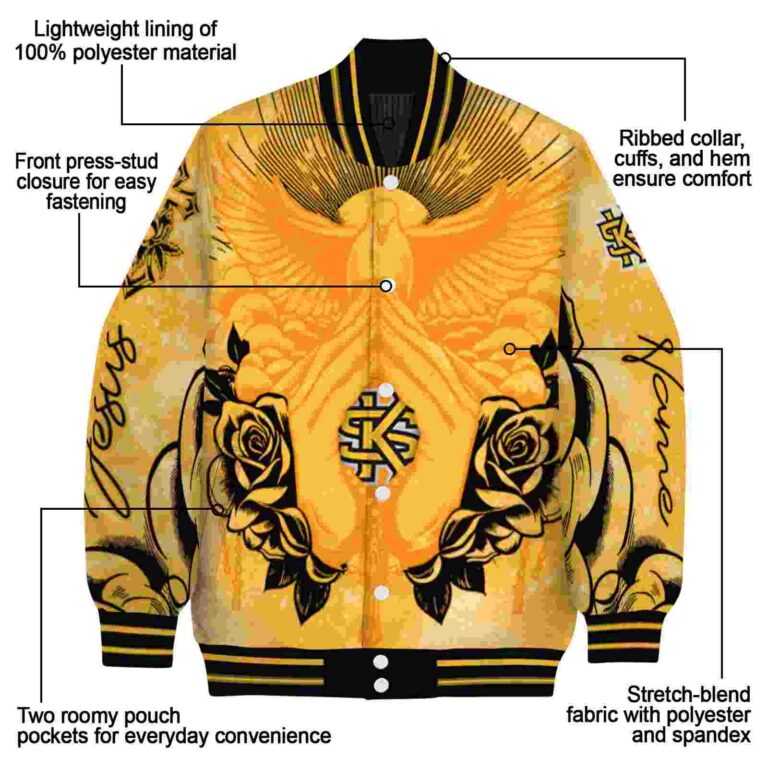 customized kennesaw state owls praying hands gold jacket new arrival