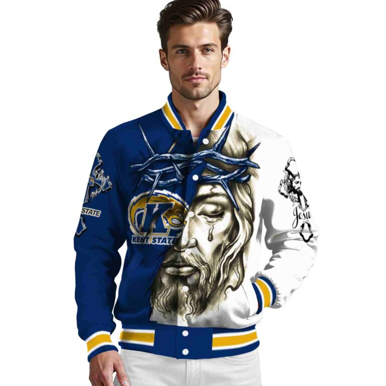customized kent state golden flashes jesus tears navy blue white jacket high quality