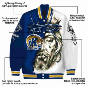 customized kent state golden flashes jesus tears navy blue white jacket new arrival
