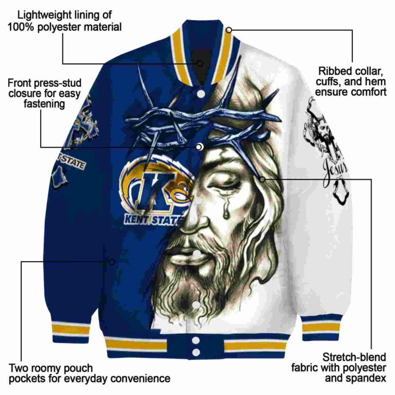 customized kent state golden flashes jesus tears navy blue white jacket new arrival