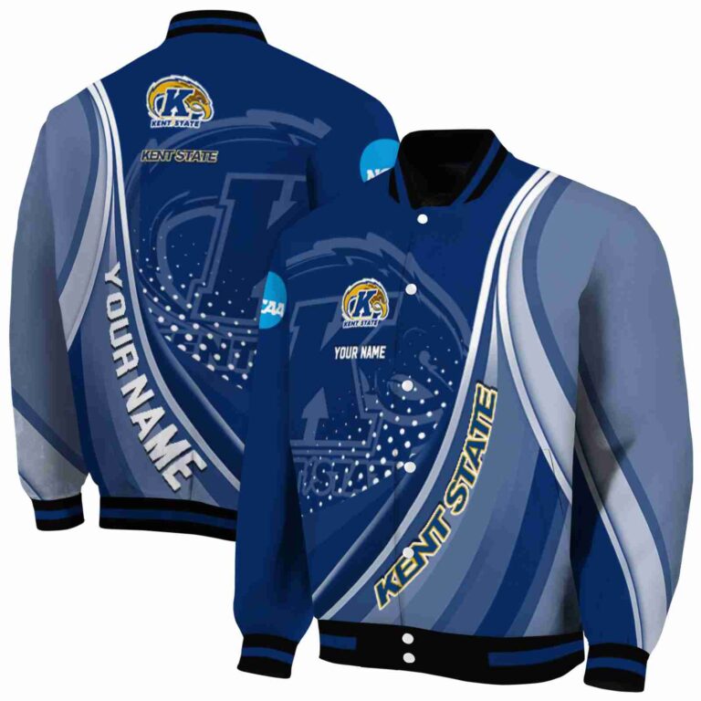 customized kent state golden flashes wave patterns navy blue jacket fashion forward