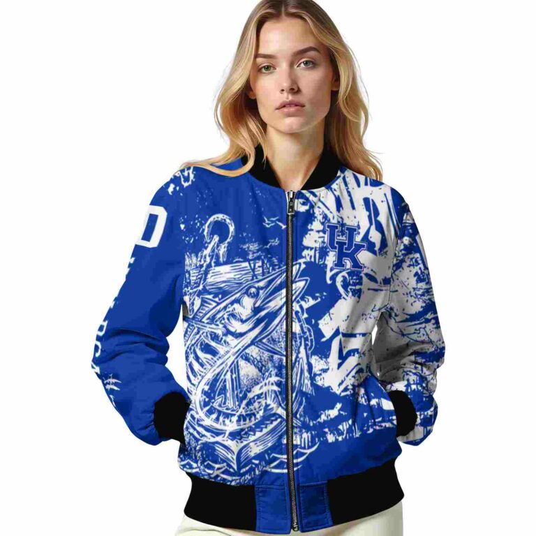 customized kentucky wildcats fishing art blue jacket latest model