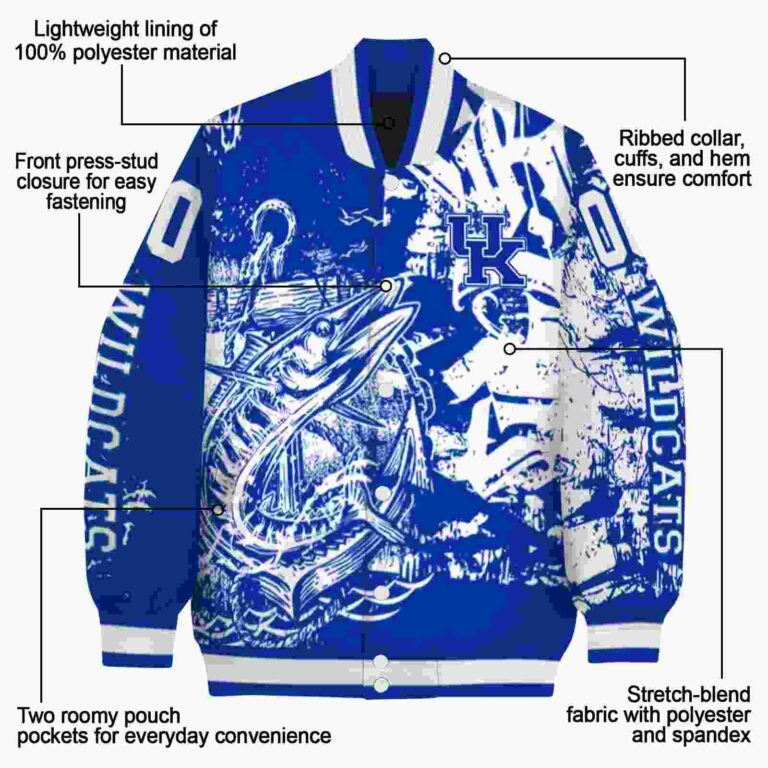 customized kentucky wildcats fishing art blue jacket new arrival