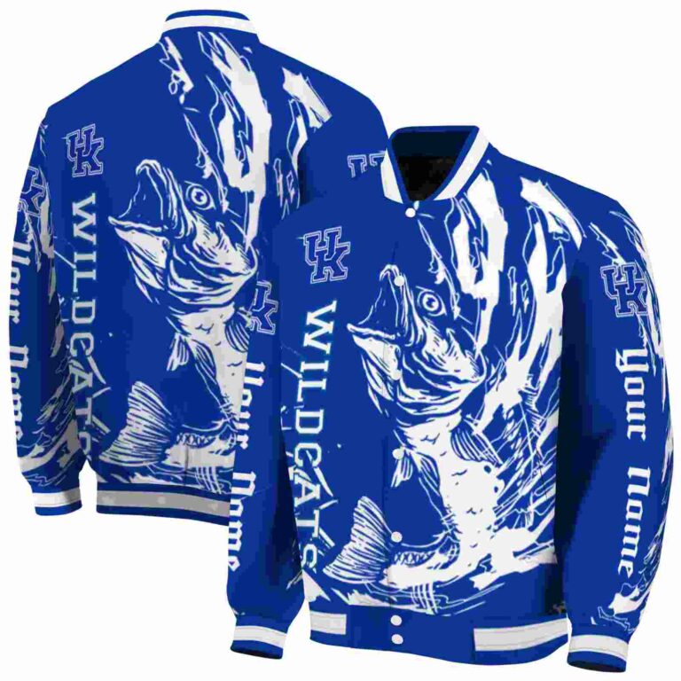 customized kentucky wildcats fishing passion blue white jacket fashion forward