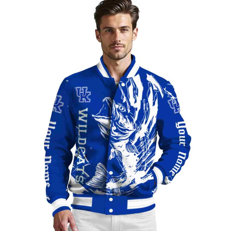 customized kentucky wildcats fishing passion blue white jacket high quality