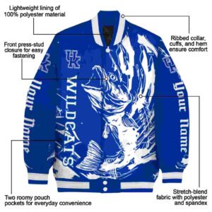 customized kentucky wildcats fishing passion blue white jacket new arrival