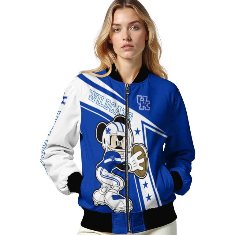 customized kentucky wildcats mickey football blue white jacket latest model