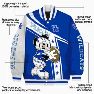 customized kentucky wildcats mickey football blue white jacket new arrival