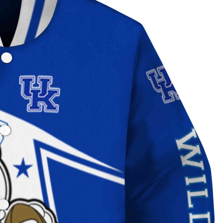 customized kentucky wildcats mickey football blue white jacket premium grade