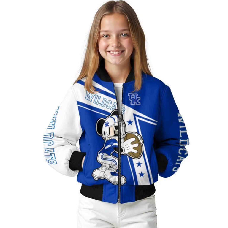 customized kentucky wildcats mickey football blue white jacket top rated