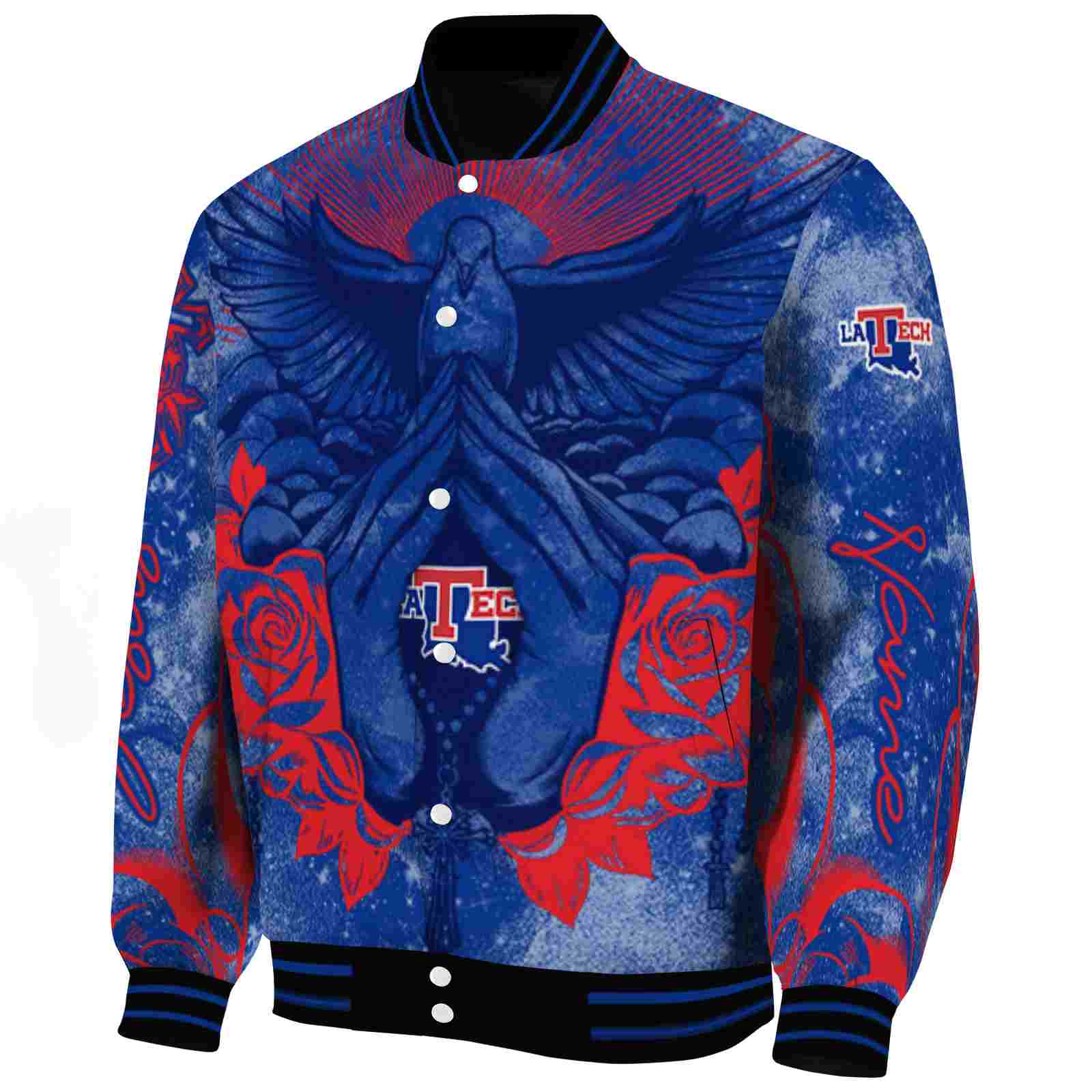 customized la tech praying hands blue jacket best selling customized la tech praying hands blue jacket best selling