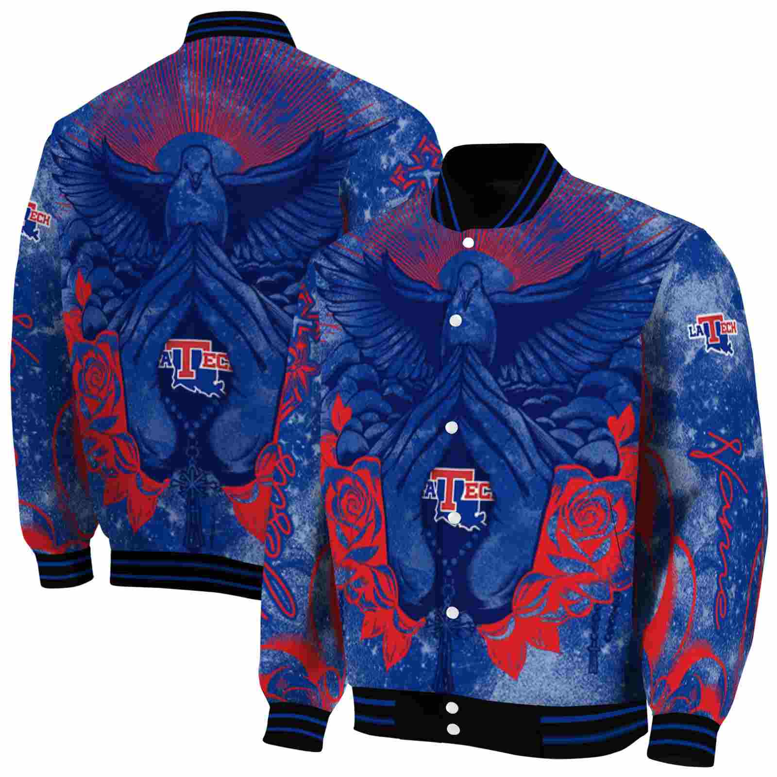 customized la tech praying hands blue jacket fashion forward customized la tech praying hands blue jacket fashion forward