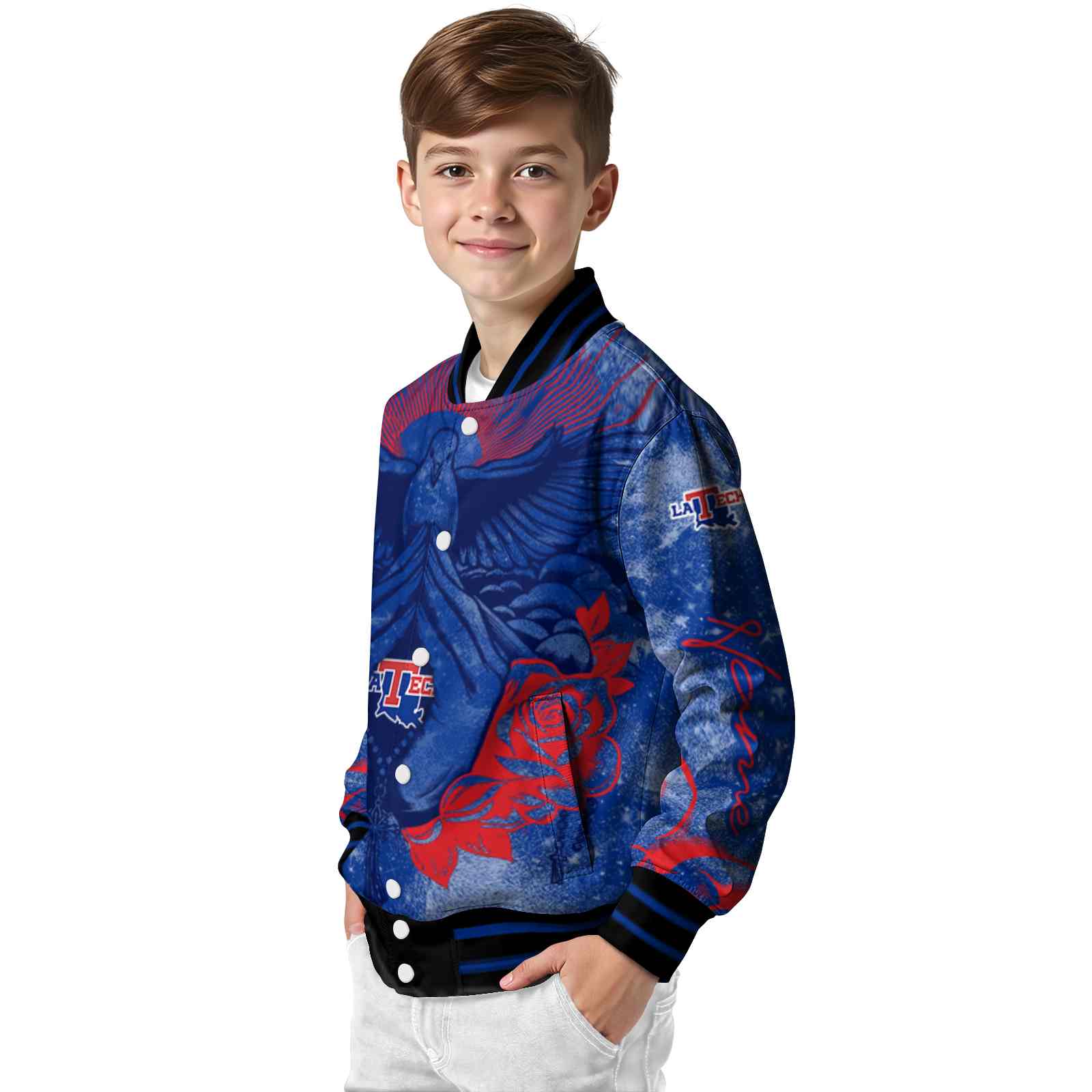 customized la tech praying hands blue jacket trendy customized la tech praying hands blue jacket trendy