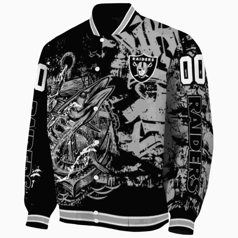 customized las vegas raiders fishing art black jacket best selling