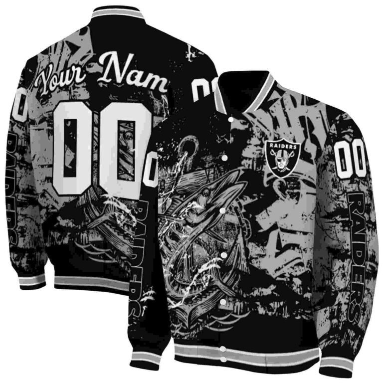 customized las vegas raiders fishing art black jacket fashion forward