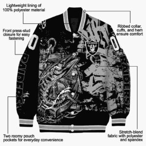 customized las vegas raiders fishing art black jacket new arrival