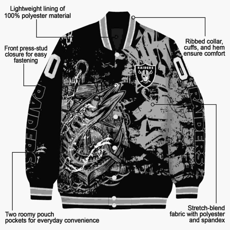 customized las vegas raiders fishing art black jacket new arrival