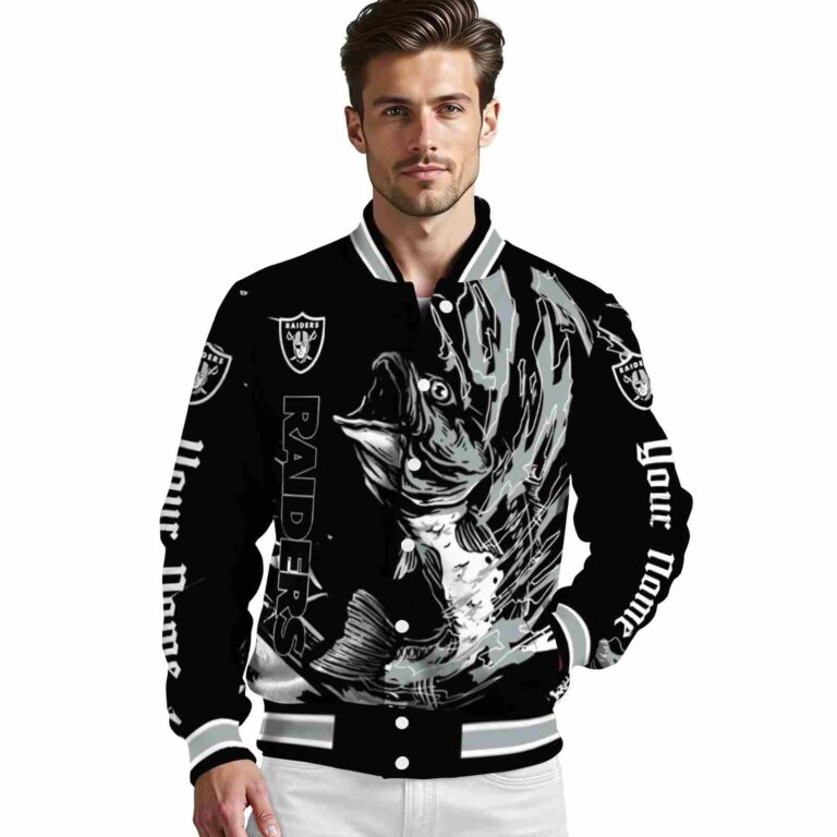 customized las vegas raiders fishing passion black white jacket high quality