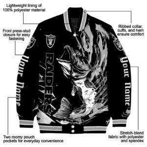 customized las vegas raiders fishing passion black white jacket new arrival