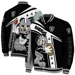 customized las vegas raiders mickey football black white jacket fashion forward