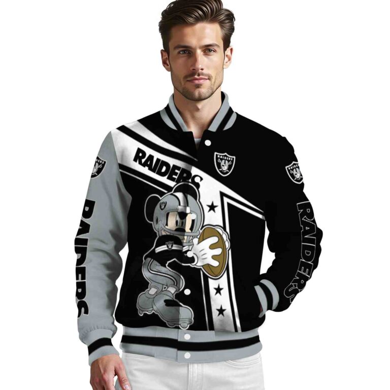 customized las vegas raiders mickey football black white jacket high quality
