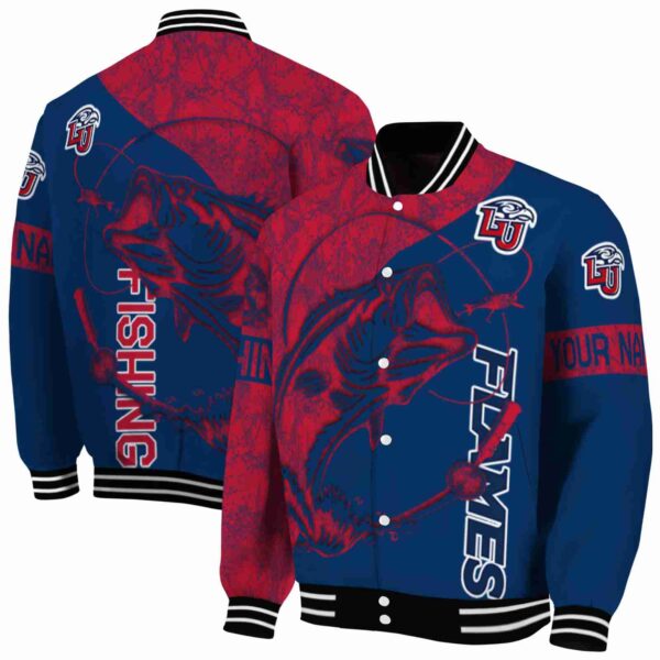 customized liberty flames fishing rod blue jacket fashion forward