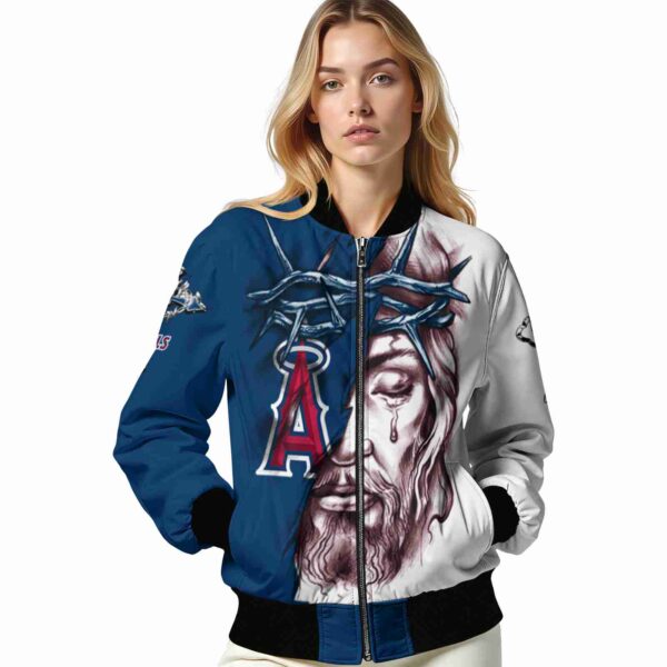 customized los angeles angels jesus tears blue white jacket latest model