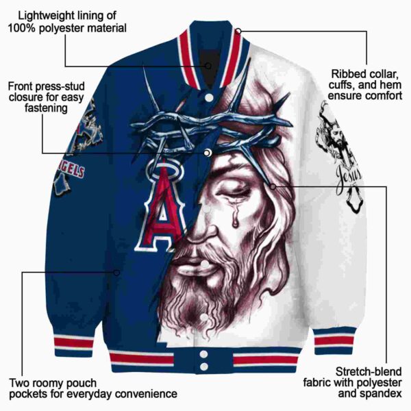 customized los angeles angels jesus tears blue white jacket new arrival