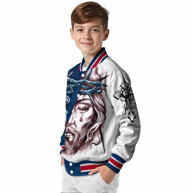 customized los angeles angels jesus tears blue white jacket trendy