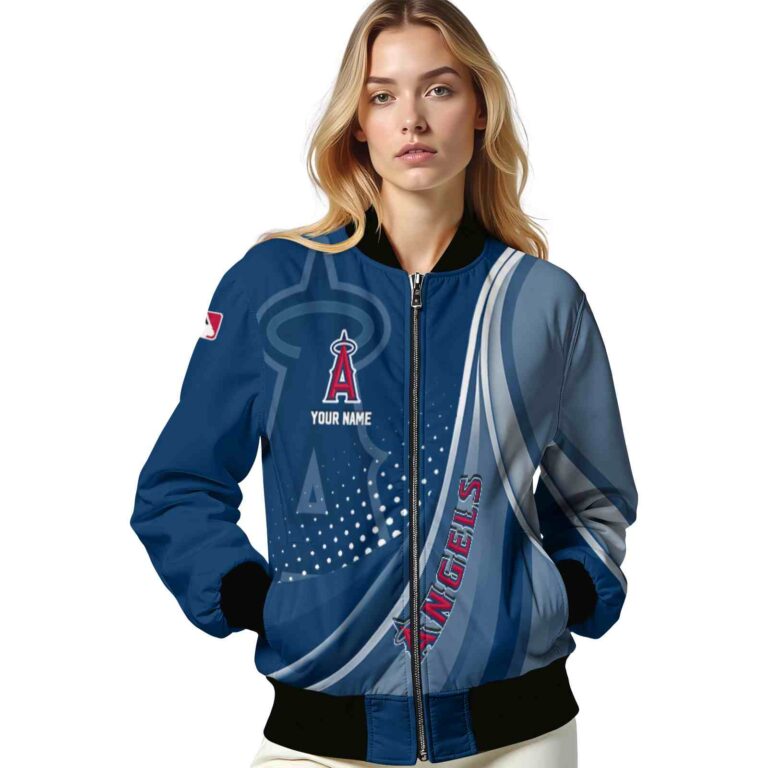 customized los angeles angels wave patterns blue jacket latest model